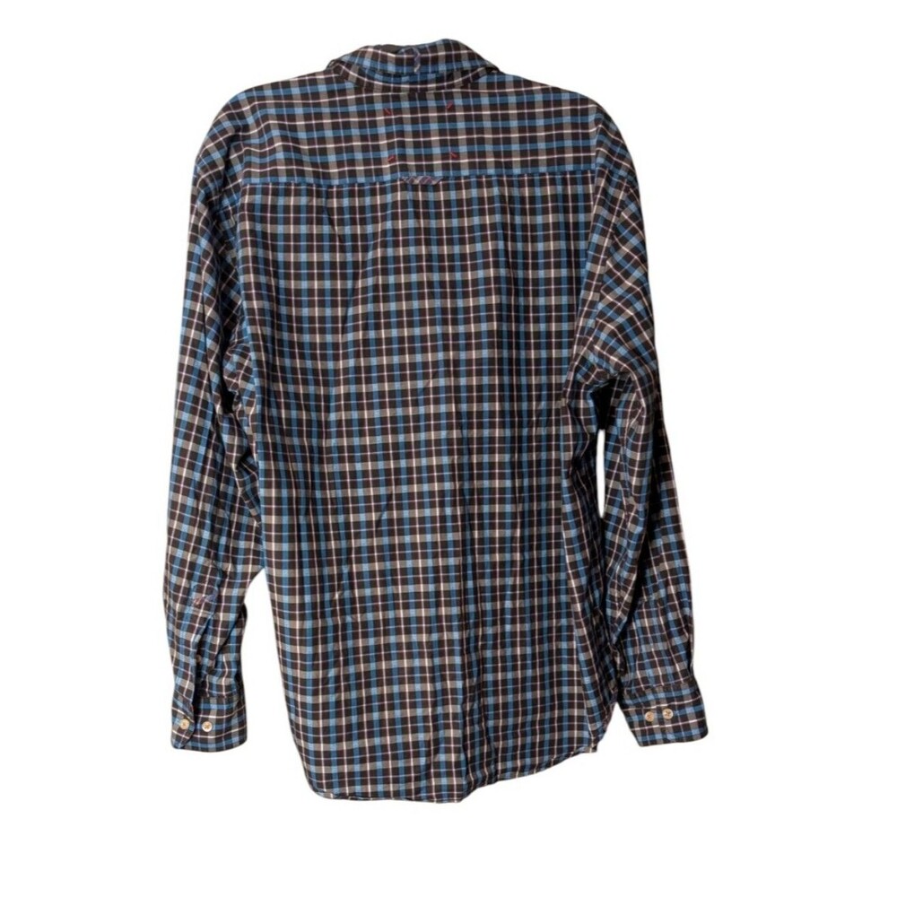 Robert Graham The Freshly Laundered Shirt Blue Black Orange Plaid size XL cotton - Picture 2 of 9